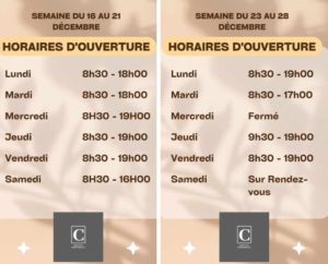  Horaires exceptionnels pour les fêtes de fin d’année chez Confidentiel, Chalon sur Saône￼